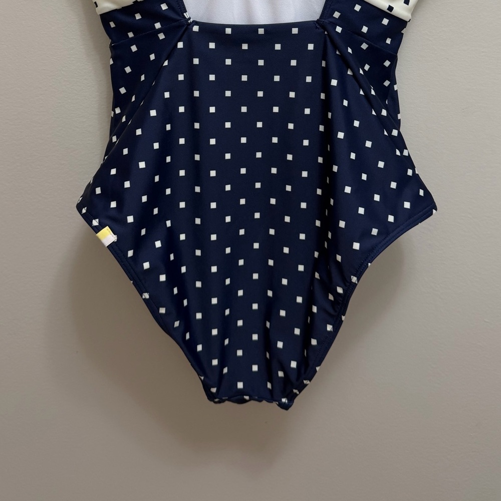 Summersalt The Ruffle Backflip One Piece Swimsuit Square Dot Blue Ivory Size 4 - Picture 9 of 12